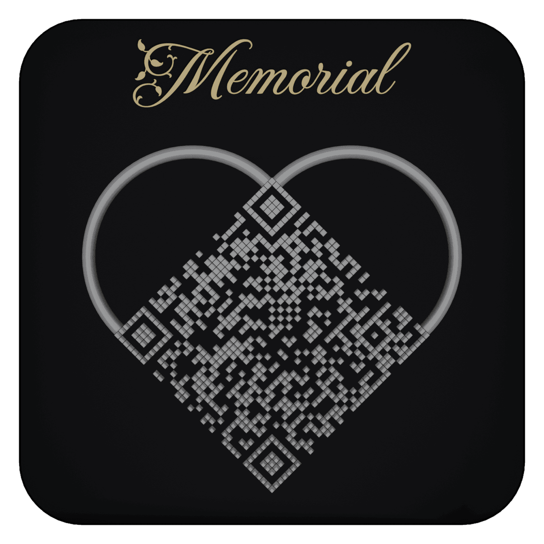 Placa memorial con código QR en forma de corazón